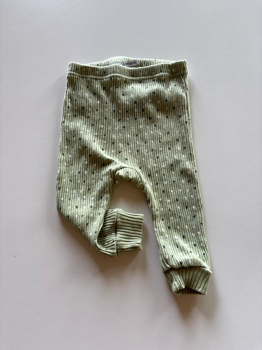 Green Ribbed Triangle Pants
