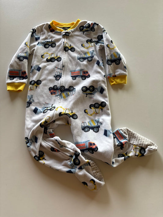White Fleece Construction Vehicles Sleeper