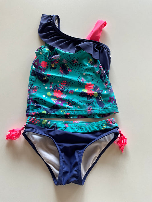 2pc Navy & Floral Swim Suit