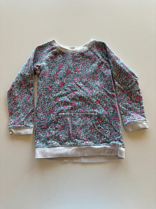 Blue Floral Long Crewneck Sweater