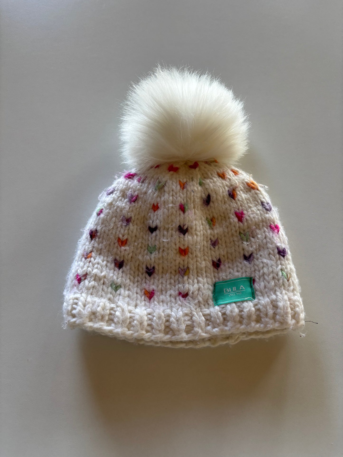 White Knit Heart Toque