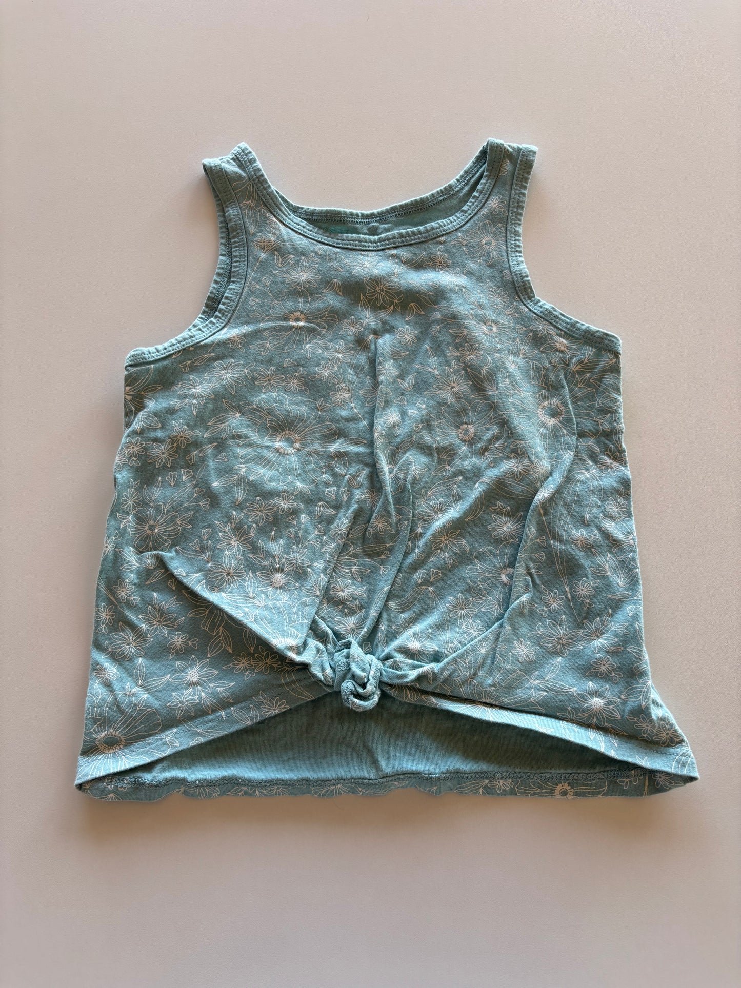 Teal Floral Knotted Tank