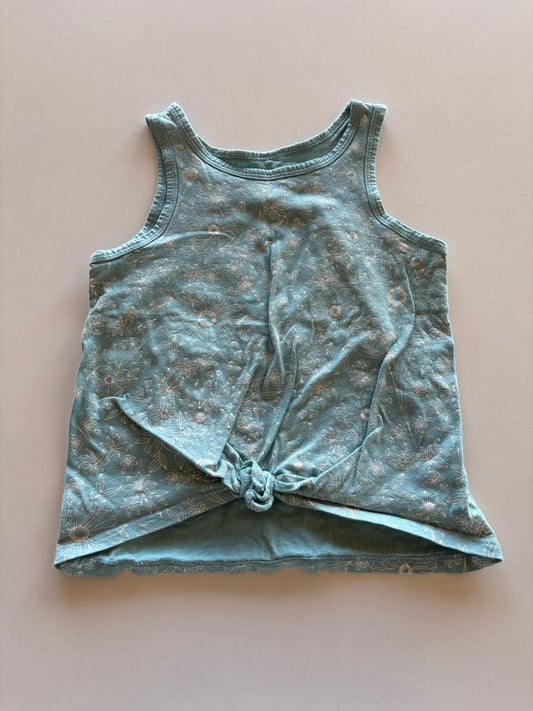 Teal Floral Knotted Tank