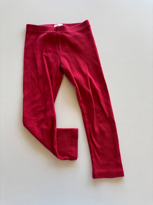Red Ribbed Leggings