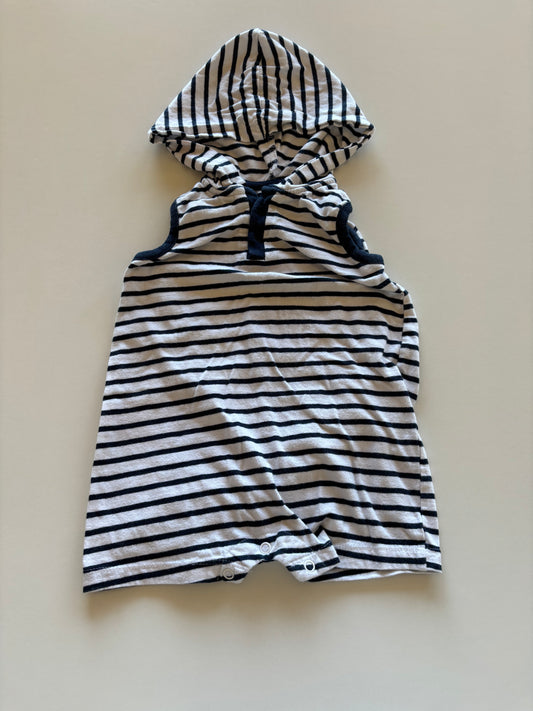 Navy & White Striped Hooded Romper