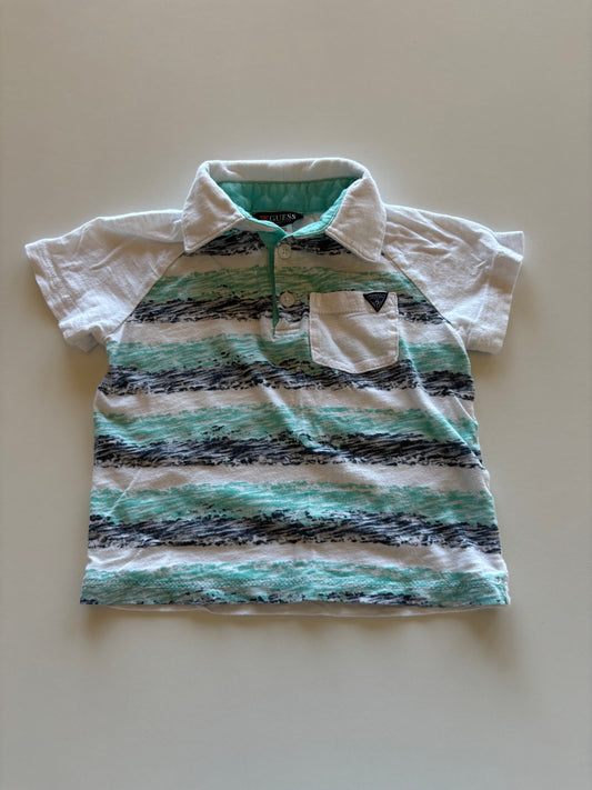 Blue & Aqua Striped Polo Tee