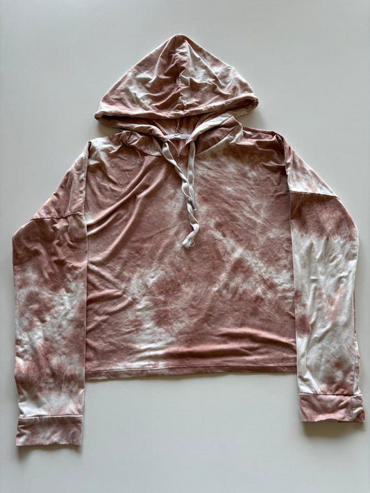 Pink Tie Dye Cropped Hoodie