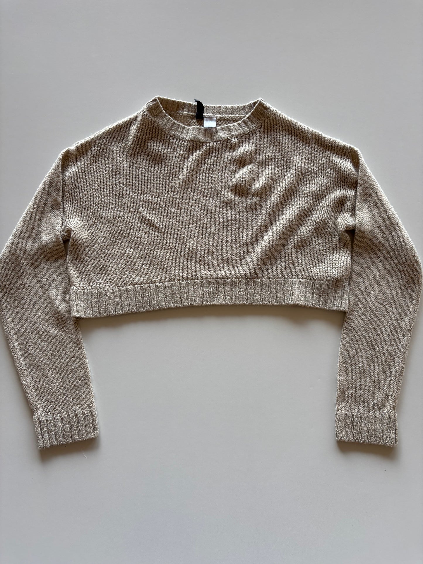 Cropped Oatmeal Knit Sweater