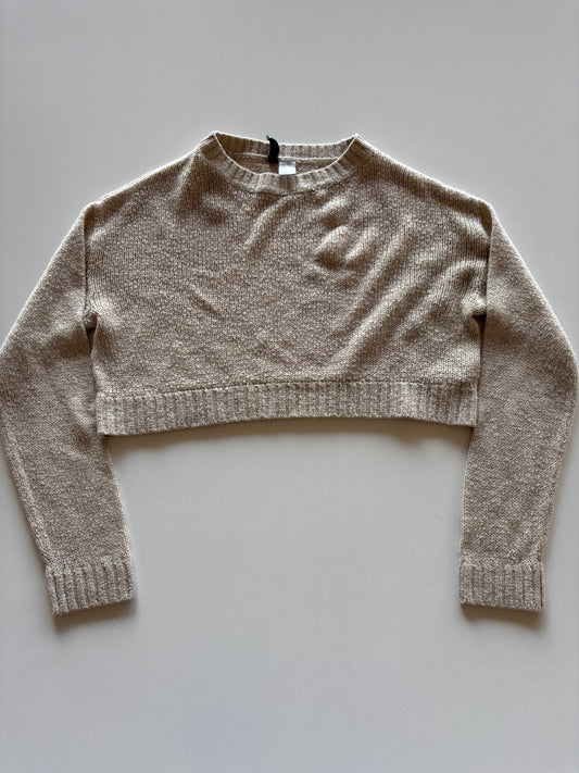 Cropped Oatmeal Knit Sweater