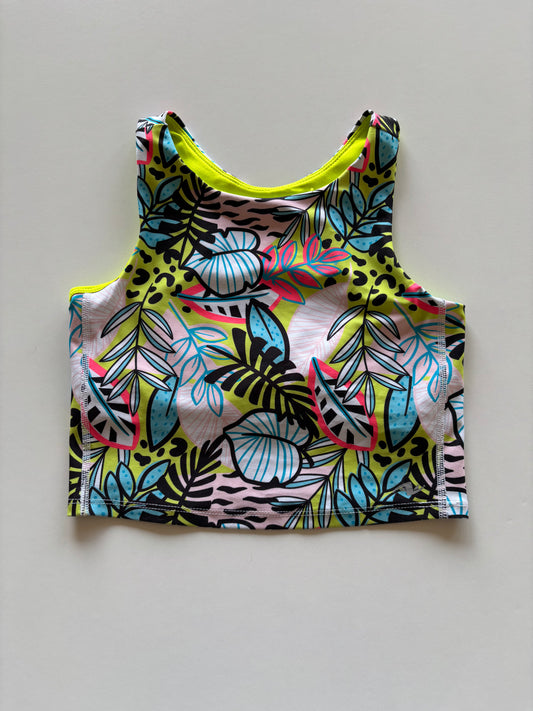 Neon Athletic Crop Top with Built in Bra