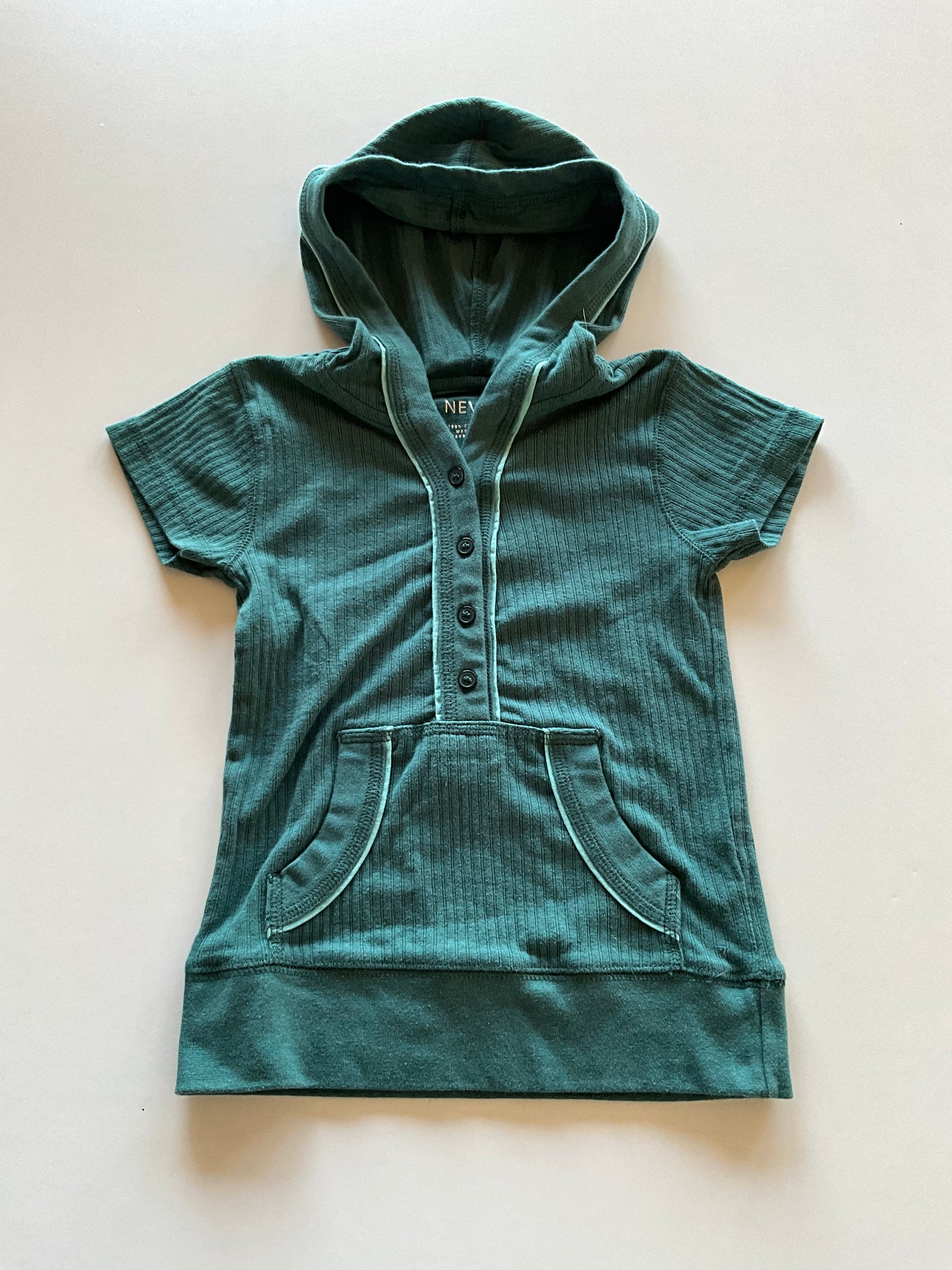 Green Ribbed Hooded Tee