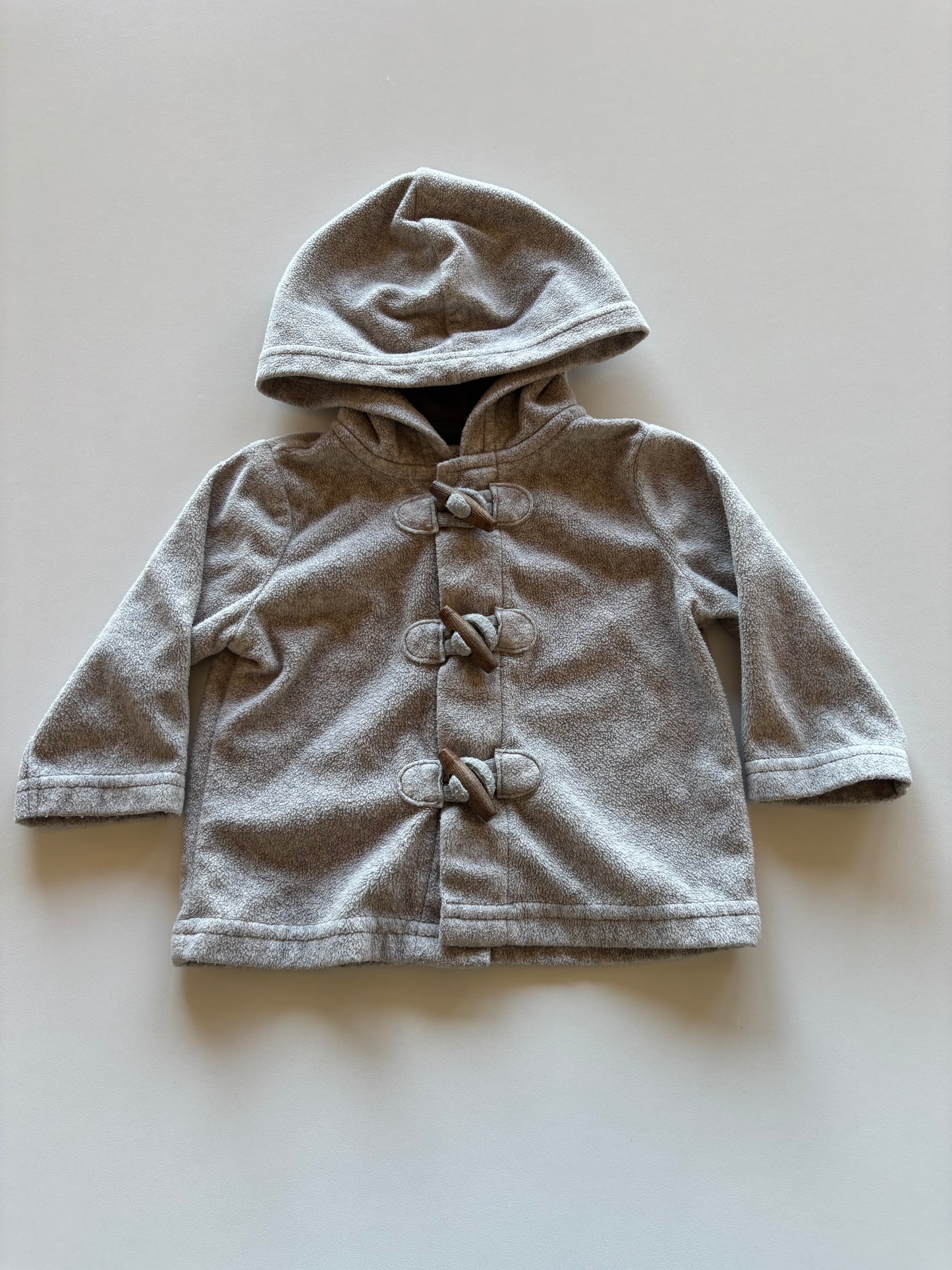 Grey Fleece Toggle Close Hooded Jacket