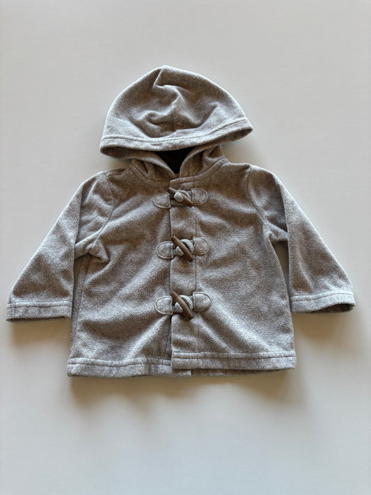Grey Fleece Toggle Close Hooded Jacket