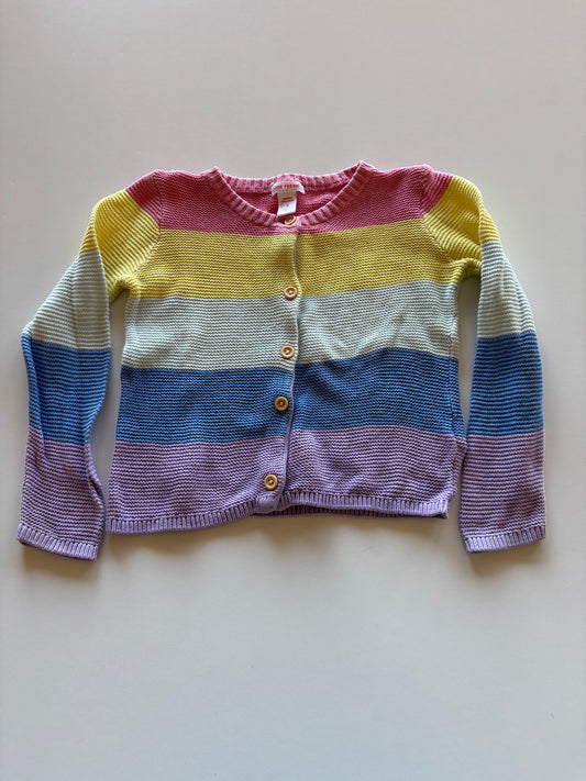 Pastel Rainbow Striped Knit Cardigan