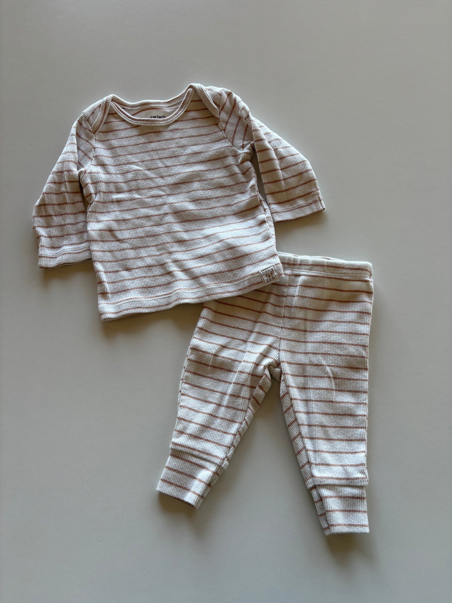 2pc White & Copper Ribbed Set
