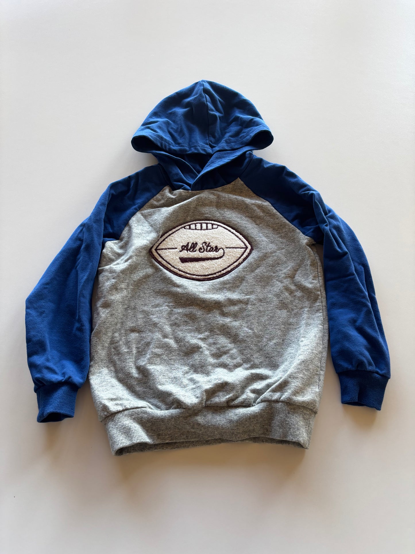 Grey & Blue Football Hoodie