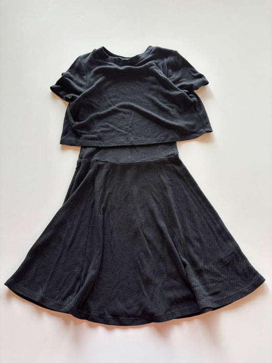 Black Ribbed Tiered Dress