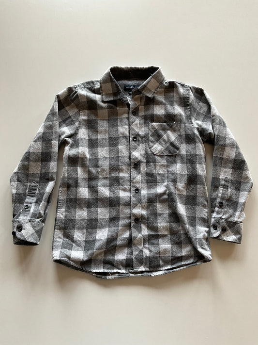 Grey Plaid Flannel Button Up