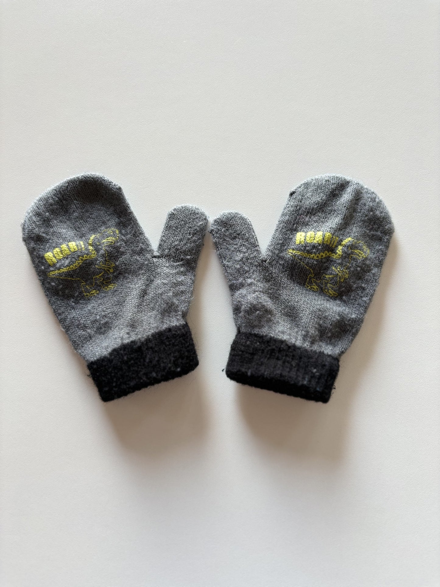 Tiny Grey Dino Mitts