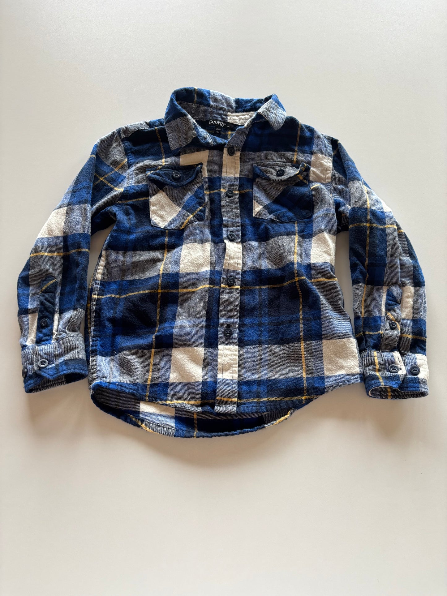 Blue & Yellow Plaid Flannel Shirt