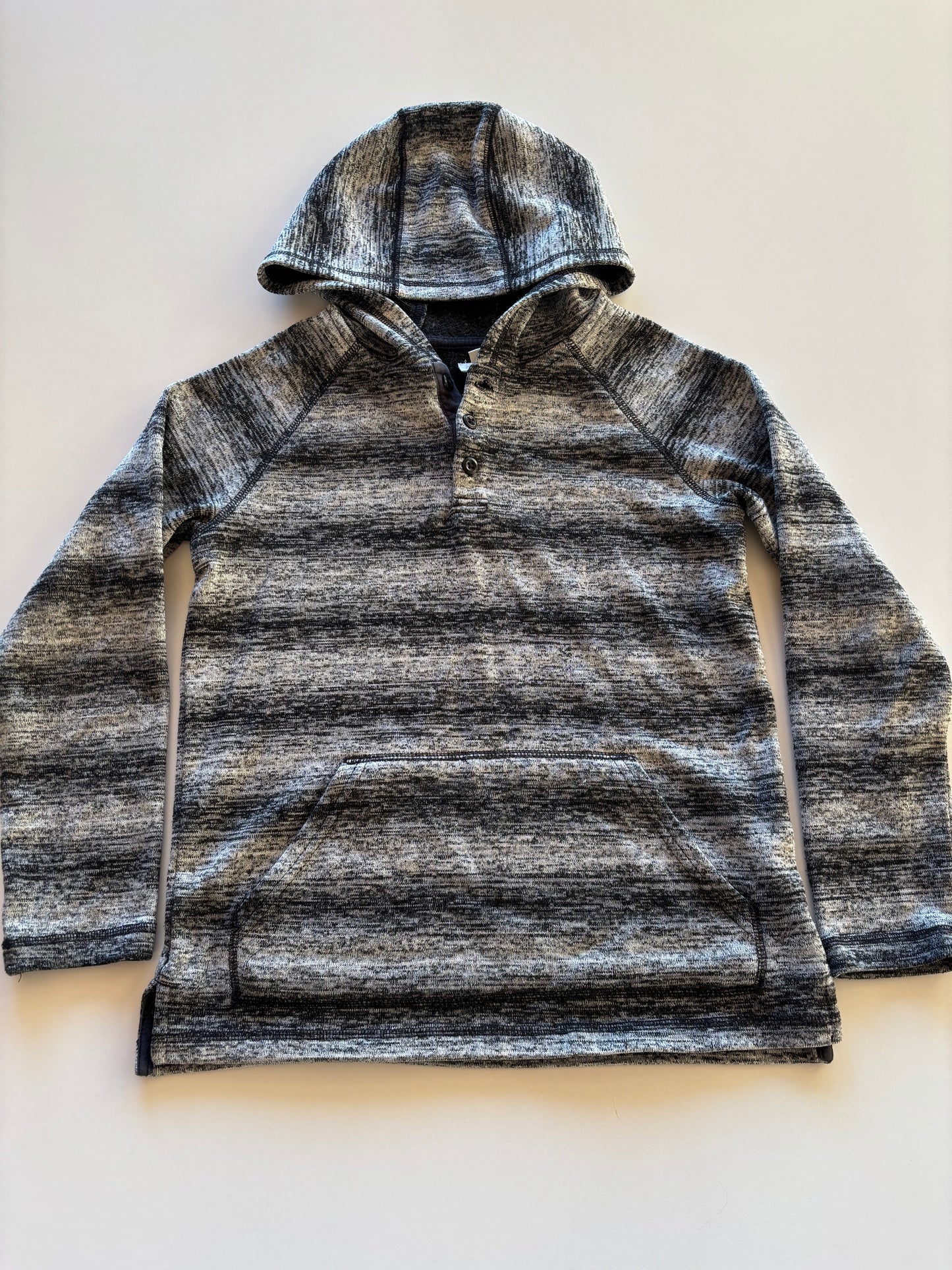 Grey Striped Knitted Hoodie