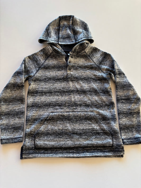 Grey Striped Knitted Hoodie