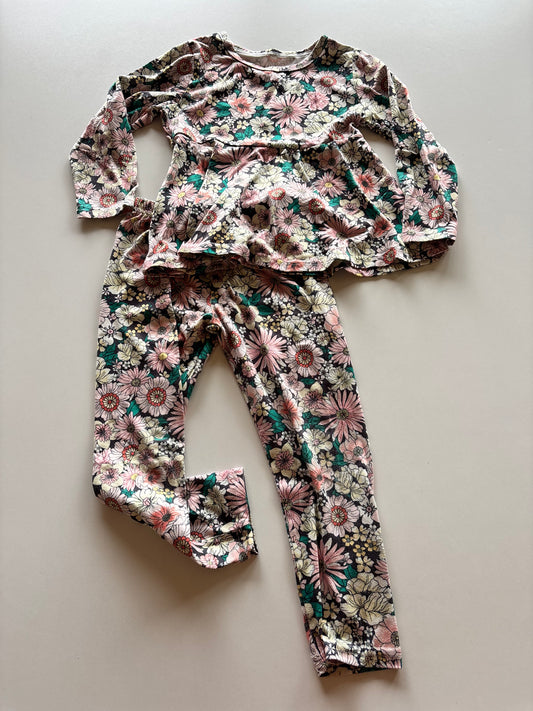 2pc Charcoal Floral Outfit