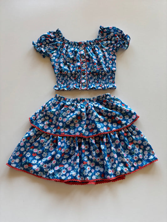 2pc Blue Floral Set