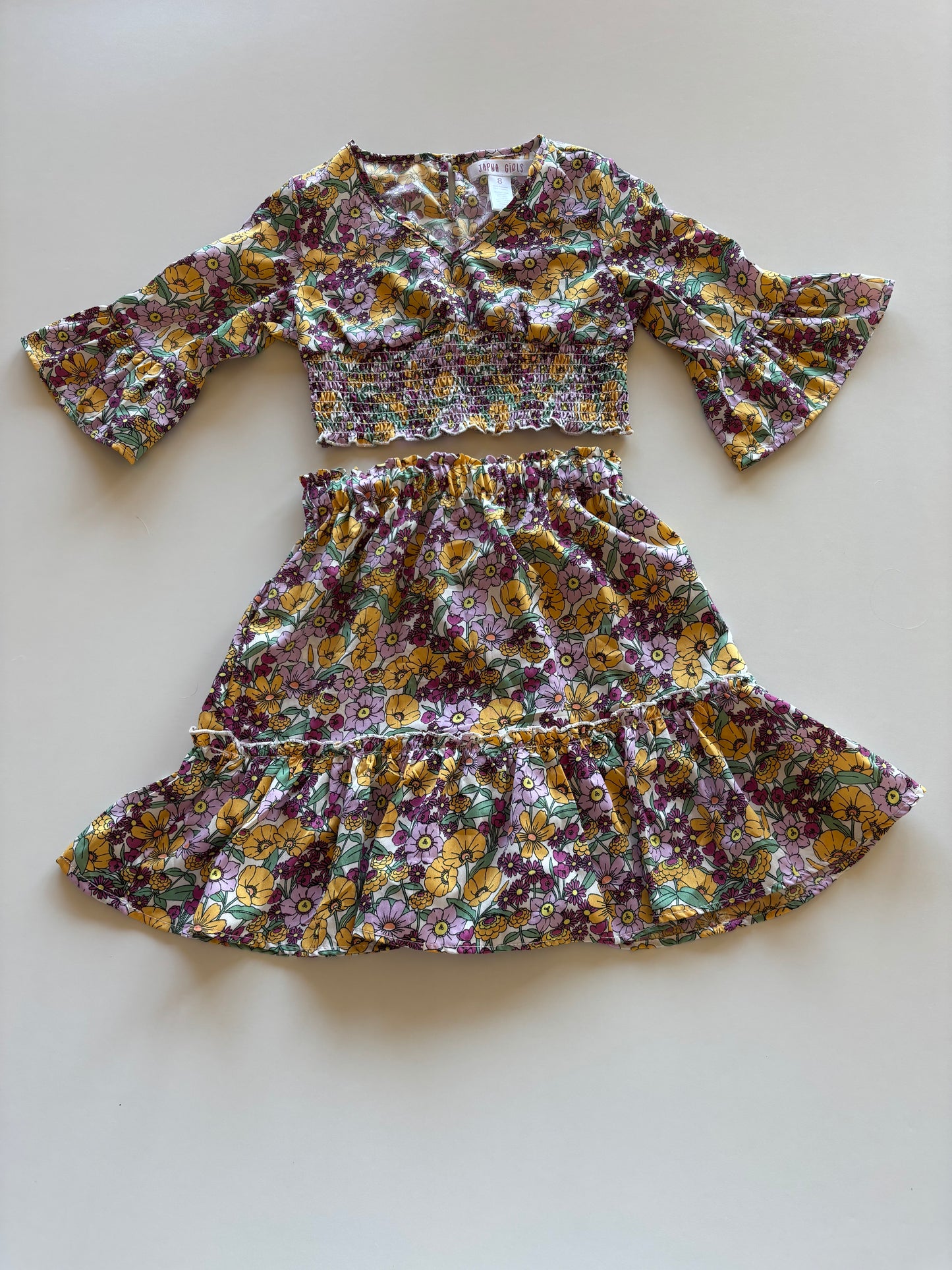2pc Purple & Yellow Floral Set