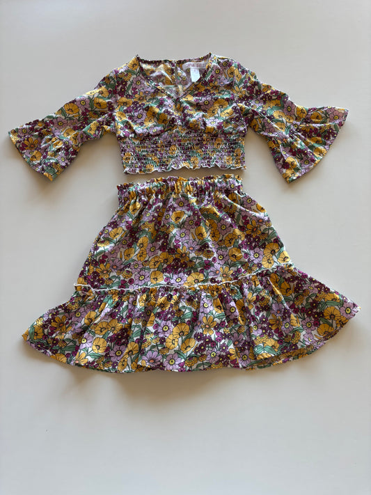 2pc Purple & Yellow Floral Set