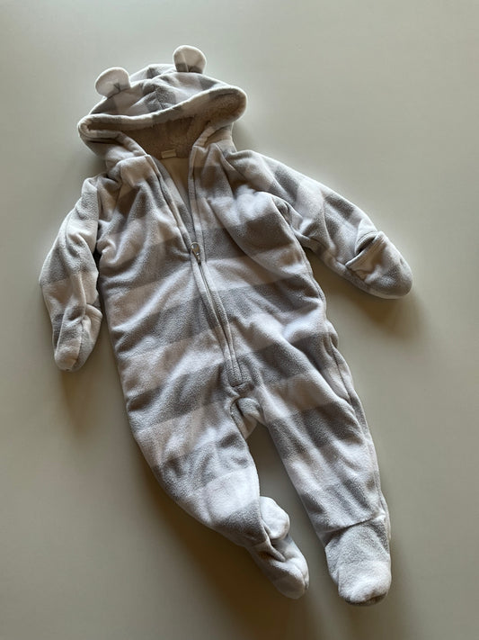 White & Grey Striped Fleece Outdoor Suit
