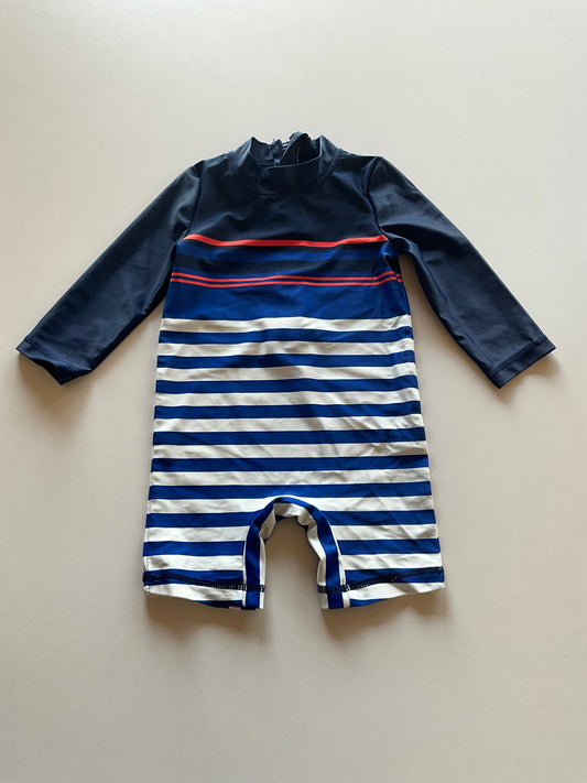 Striped Rash Guard Swim Suit