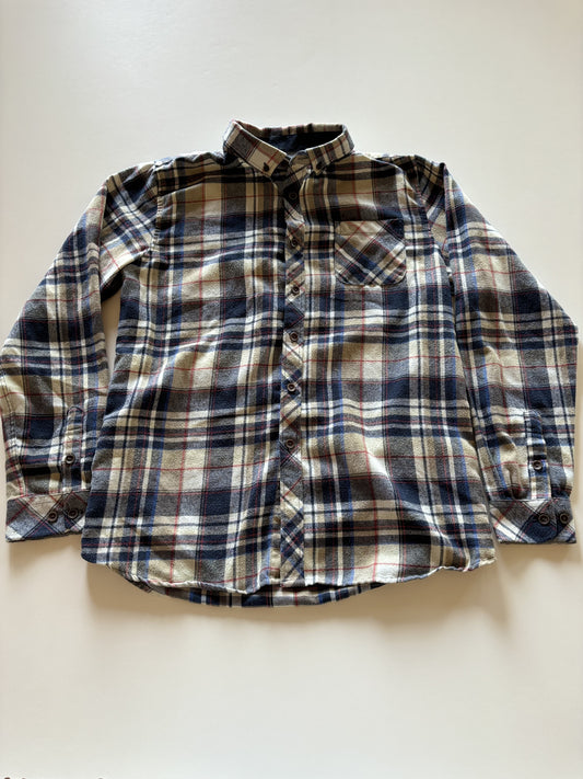 Blue & Taupe Flannel Plaid Button up