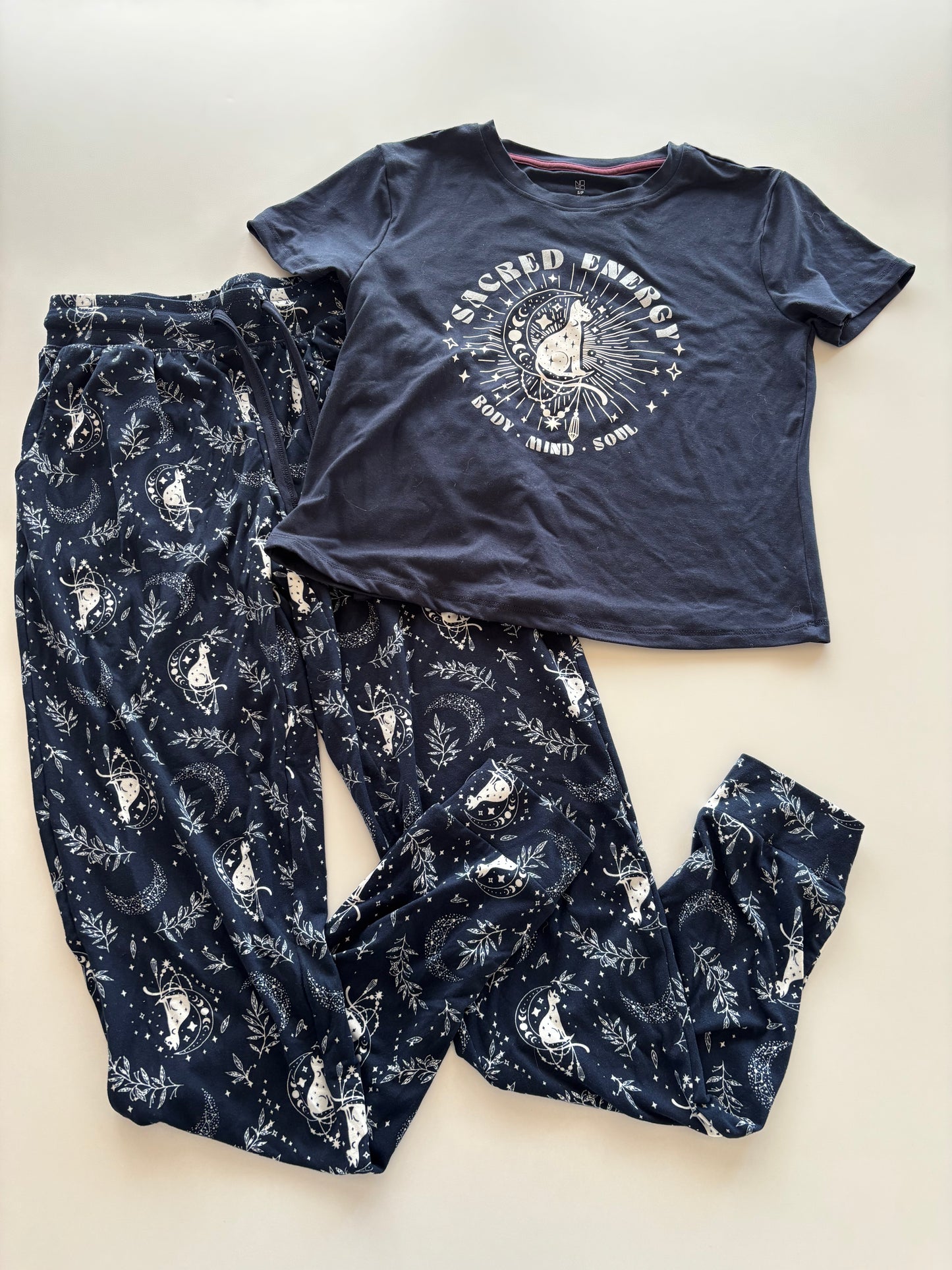 2pc Navy Cat Sacred Energy Pajamas