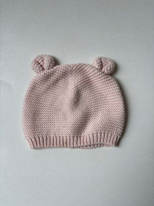 Pink Knit Bear Beanie