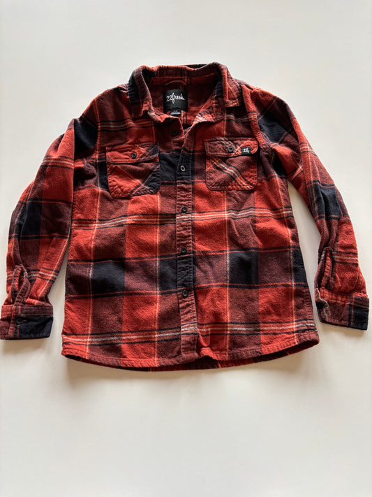 Burnt Red Flannel Plaid Button Up Shirt