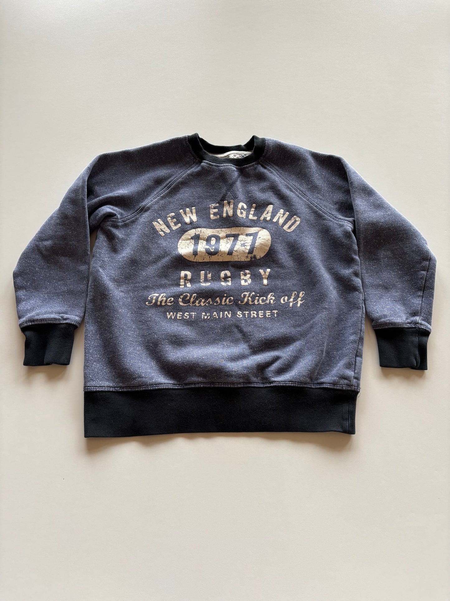 Blue Melange Rugby Crewneck Sweater