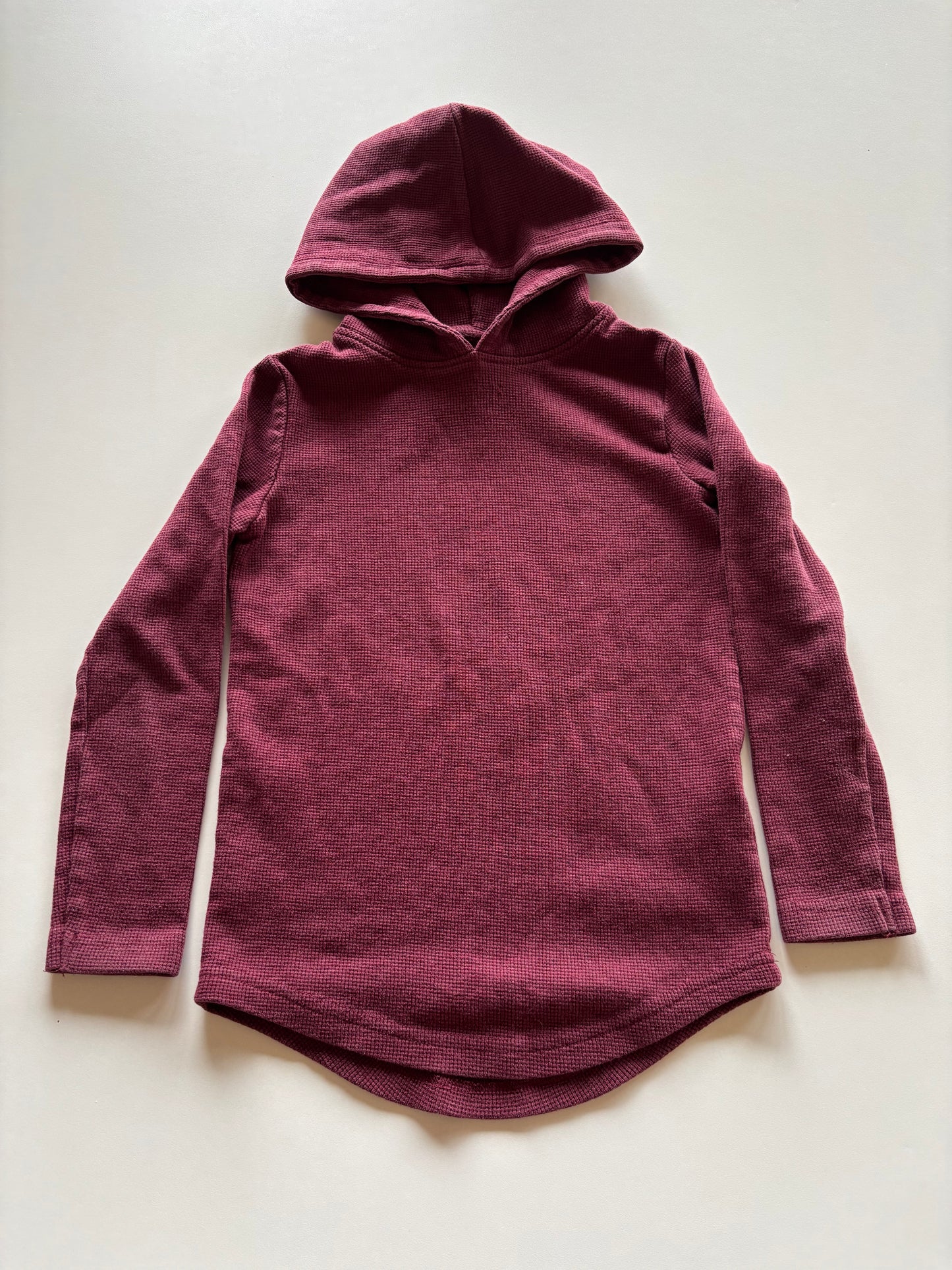 Burgundy Hooded Waffle Shirt