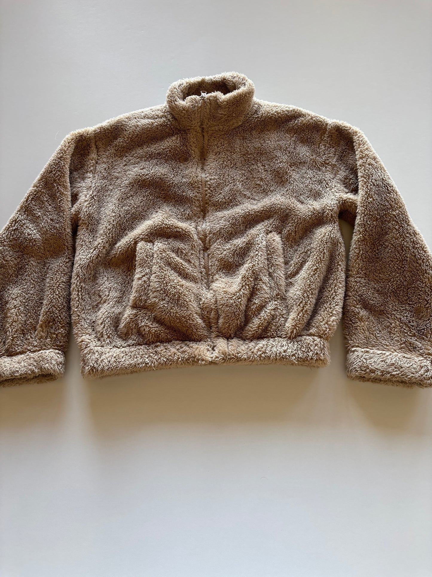 Fuzzy Brown Zip Up Sweater