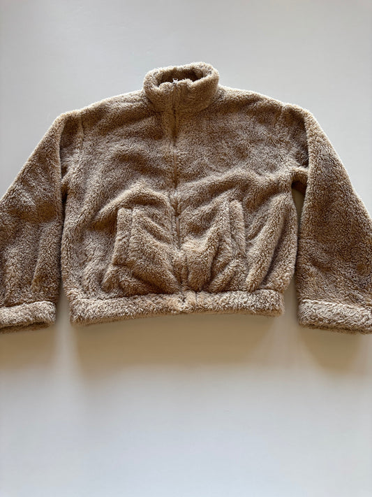 Fuzzy Brown Zip Up Sweater