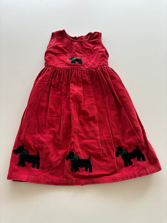 Red Corduroy Scottie Dress