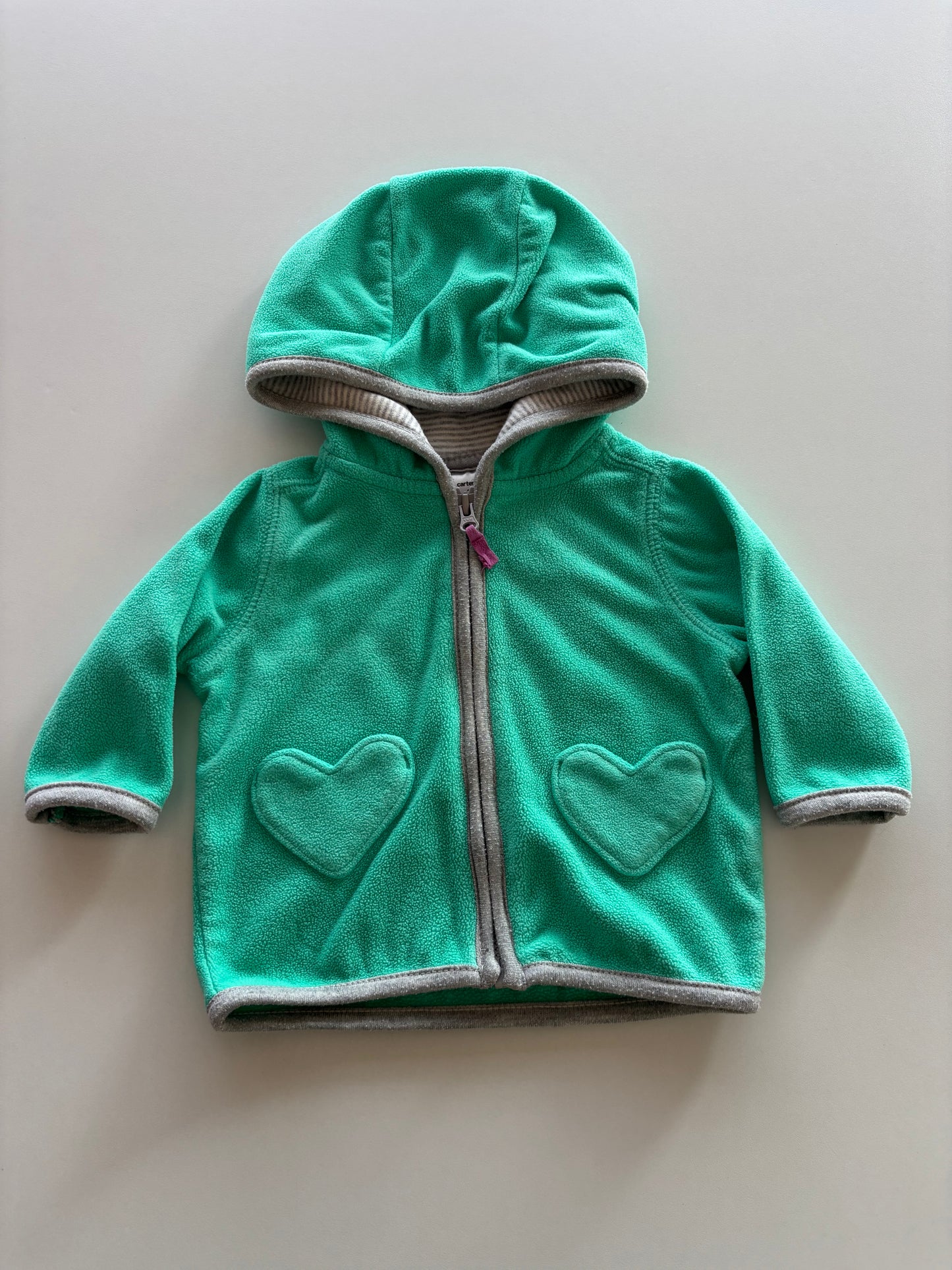 Green Fleece Zip Up Hoodie
