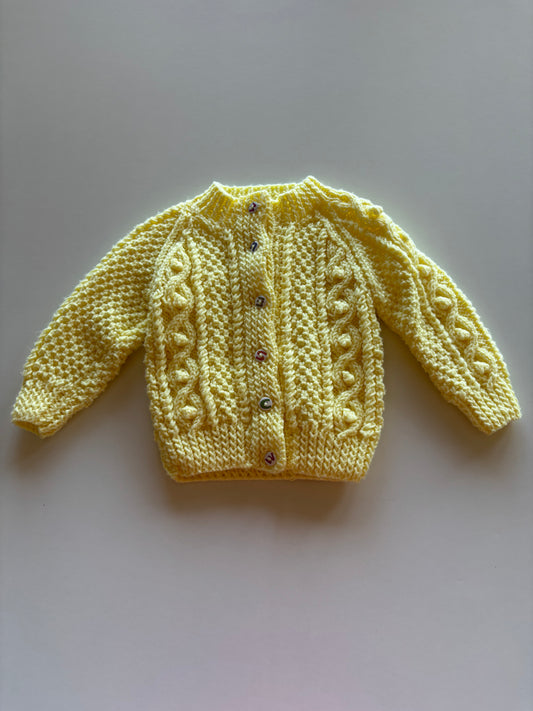 Handmade Knit Yellow Cardigan