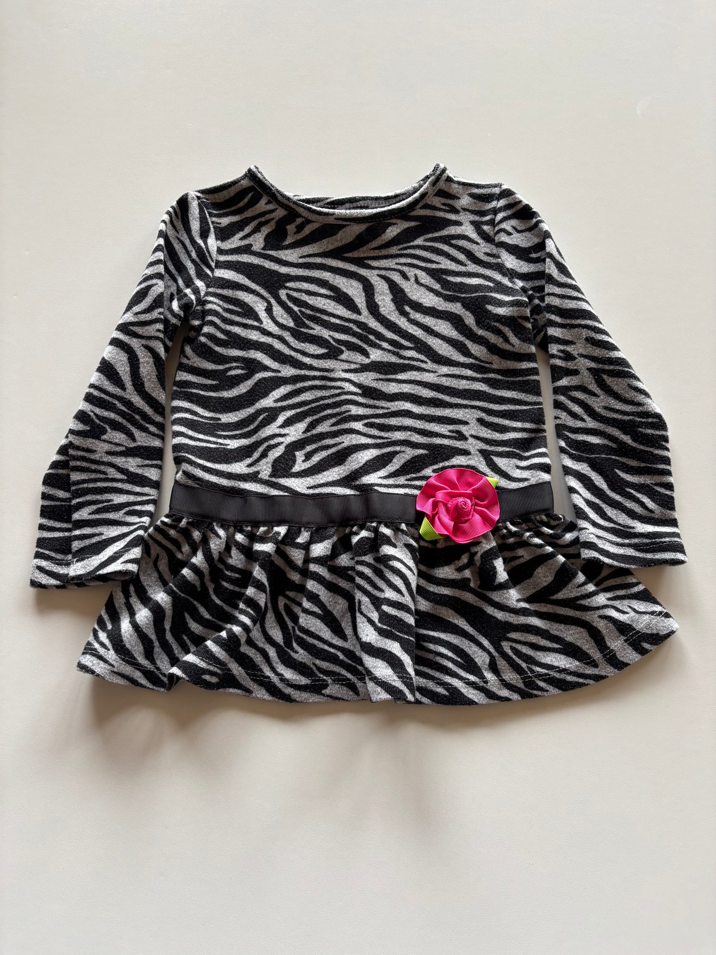 Cozy Grey Zebra Striped Peplum Shirt