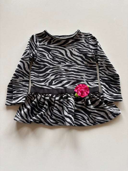 Cozy Grey Zebra Striped Peplum Shirt