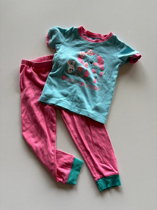 2pc Blue & Pink Puppy Dog Pajamas