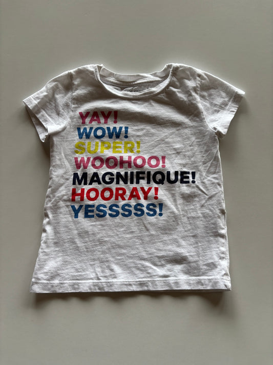 White Excited Words Tee