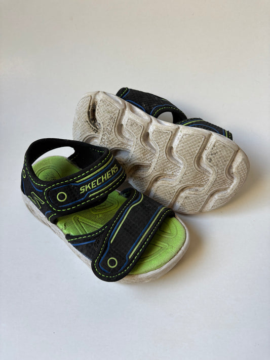 Black, Blue, & Green Sandals
