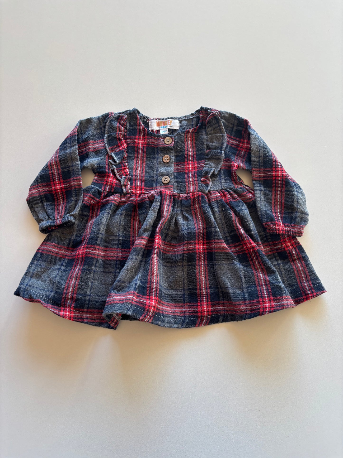 Grey & Red Plaid Dress