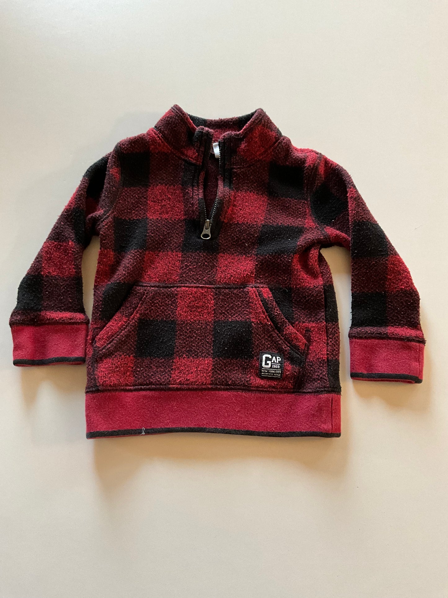 Cozy Red Plaid 1/2 Zip